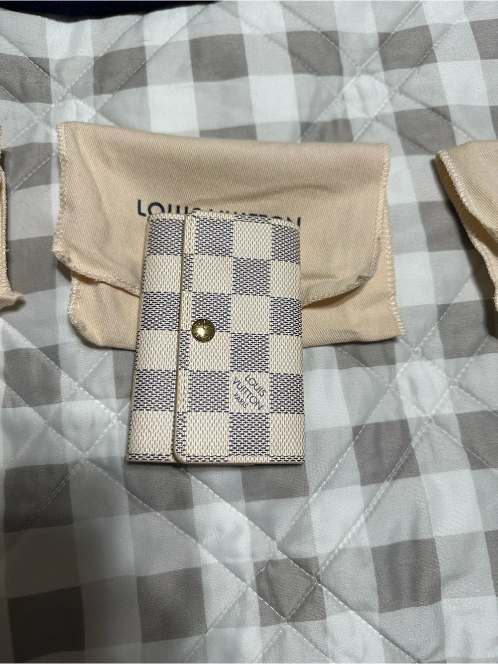 Louis Vuitton Damier Azur Canvas Key/Card Case in Beige and Light Gray
